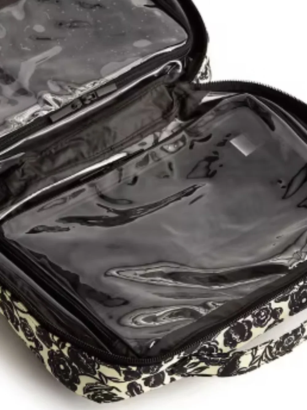 Vera Bradley Women's Nylon Lay Flat Travel Organizer Bubbly Flowers Black NWT